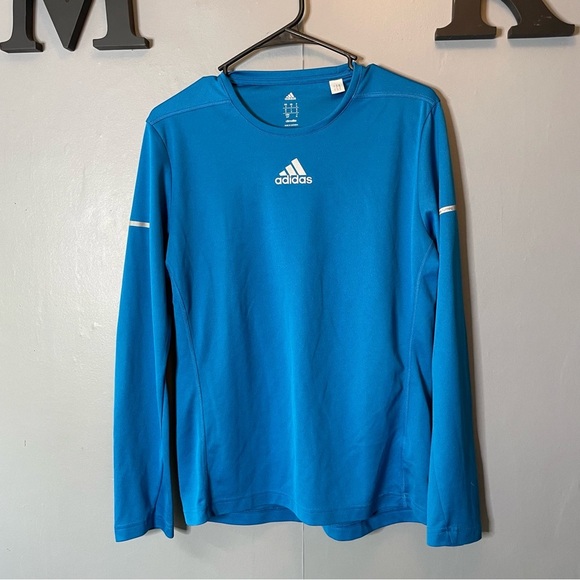 Adidas Men’s Teal Blue Long Sleeve climalite base layer Shirt size small - Picture 1 of 9